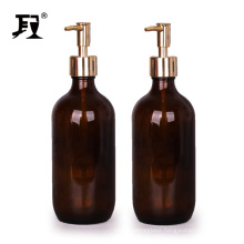 500ml Amber Boston glass shower gel hand liquid soap bottles with pump